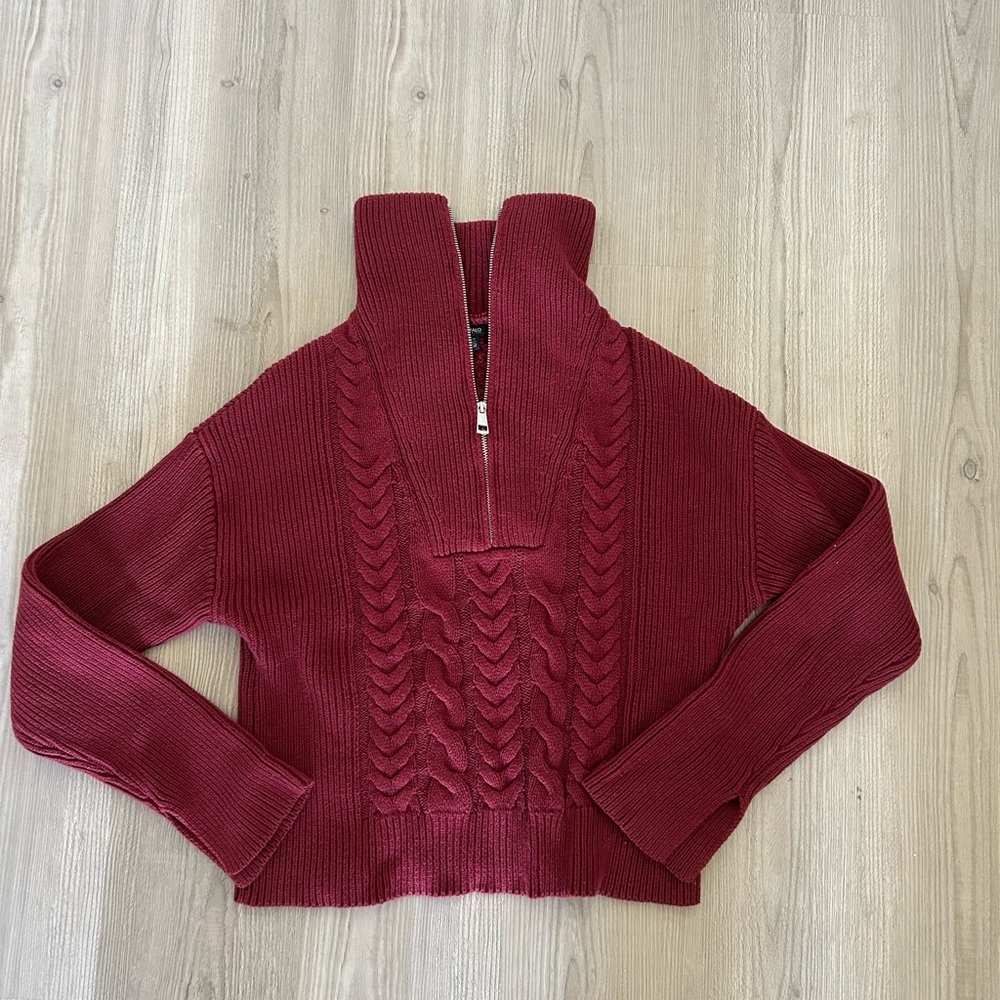 Sorella Dark Red Cable Knit Long Sleeve Sweater​ - Picture 6 of 15